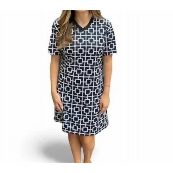 NEW ERMA’S CLOSET geo print vneck knit dress in black/white - Picture 1 of 1